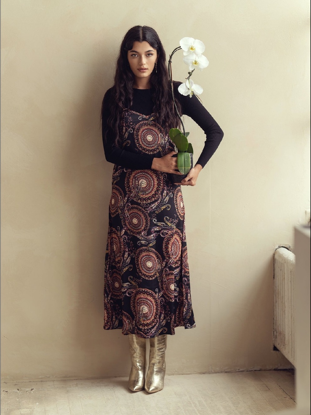 Bliss Slip Combo Dress Black Paisley